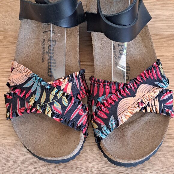 Birkenstock Papillio Sandals 37 US Size 6 Narrow Floral Frill Lola Wedge Strappy - Picture 2 of 11